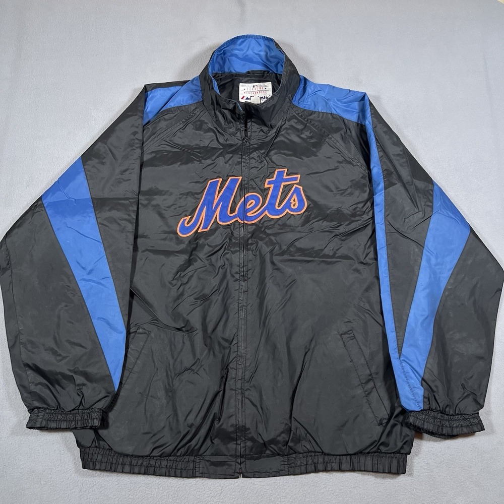 New York Mets Majestic Jacket 2XL Full‎ Zip Nylon NY Windbreaker Dugout Vintage